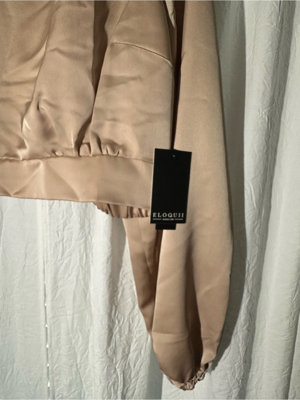 Eloquii Beige Cropped Blouse